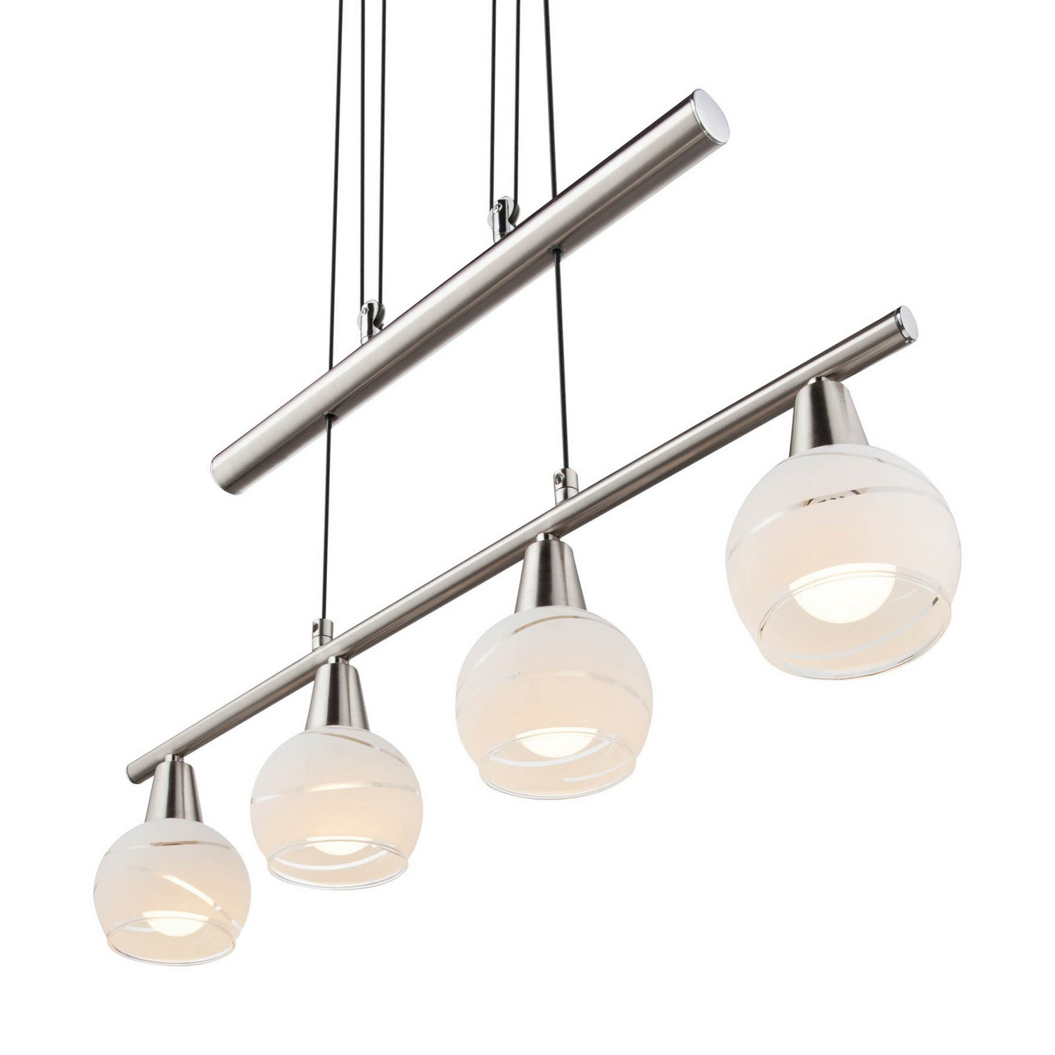 B-Ware Elliott Pendellampe Hängeleuchte Pendelleuchte Nickel Matt Metall Glas 60 Cm