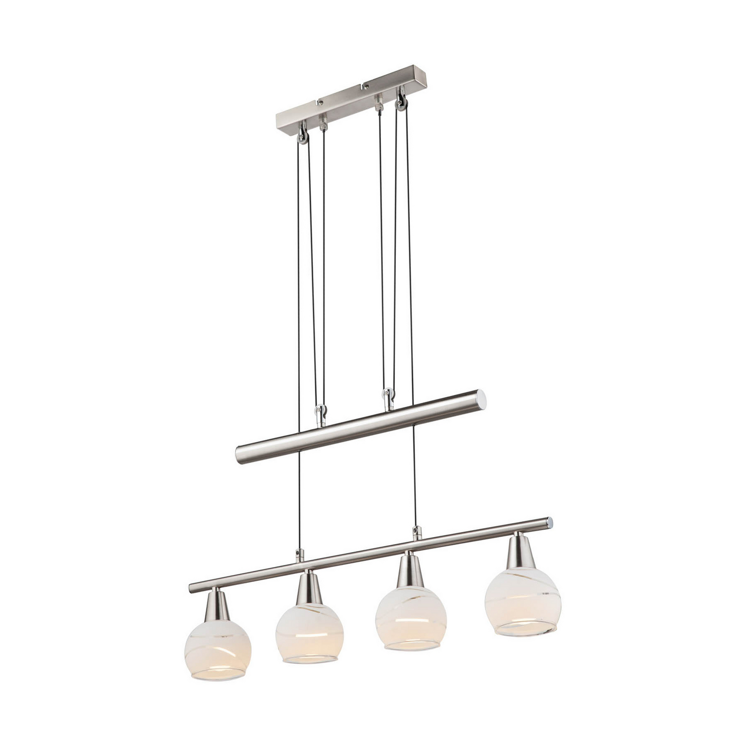 B-Ware Elliott Pendellampe Hängeleuchte Pendelleuchte Nickel Matt Metall Glas 60 Cm