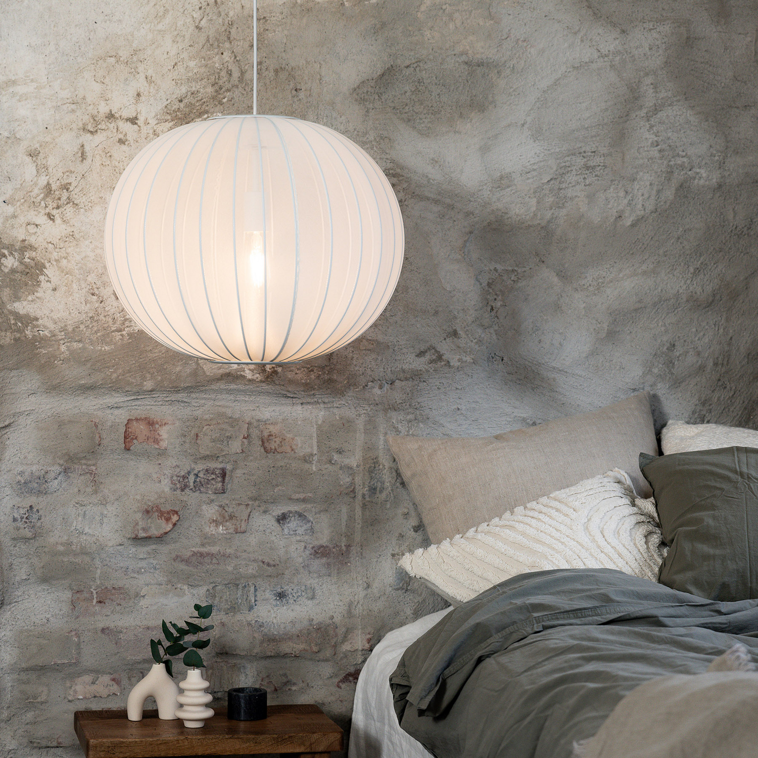 B-Ware Markslöjd Pendellampe Florence Weiß ø 50 Cm Nylon Pendelleuchte Siehe Text/F158 - 7330024612877