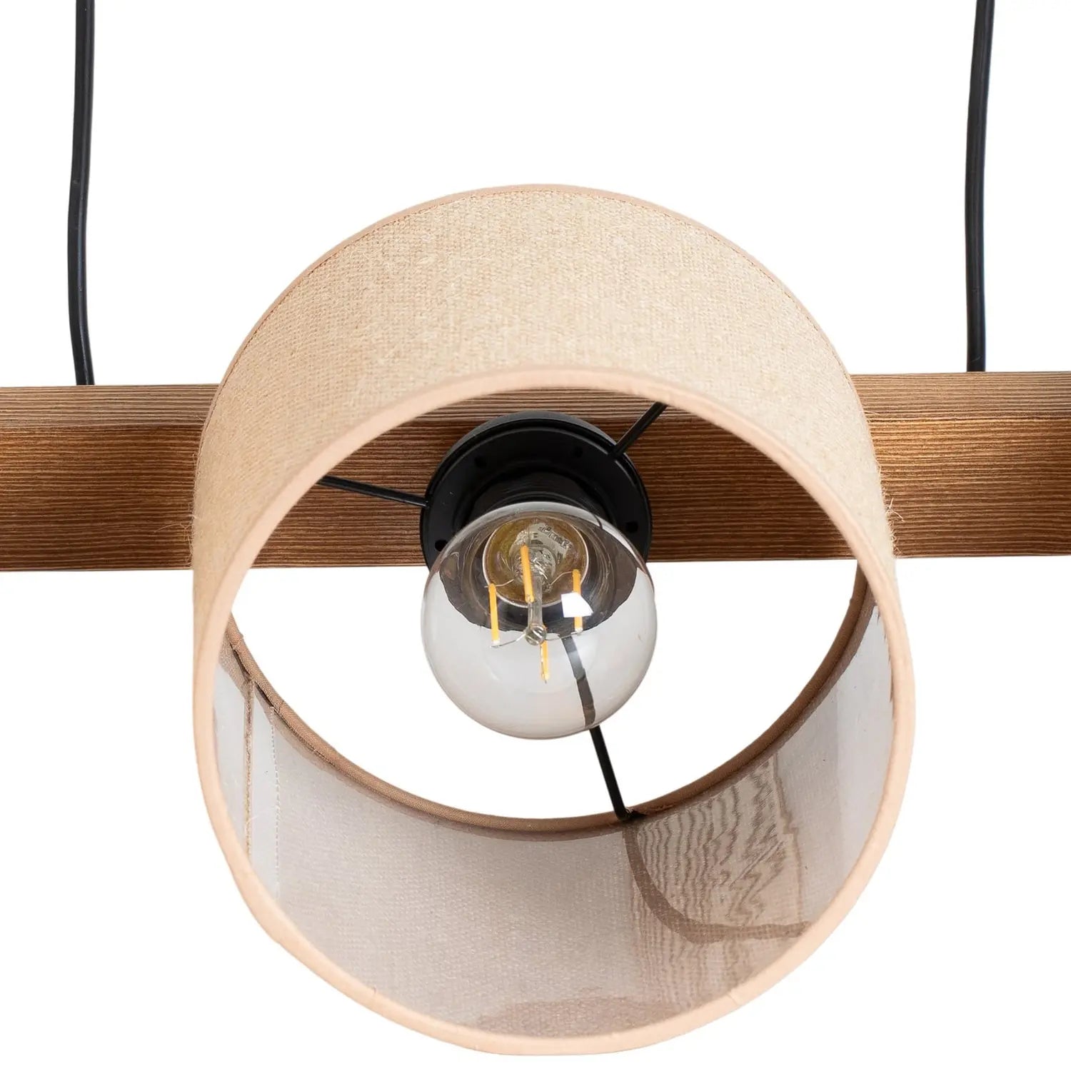 B-Ware Pendellampe Hängelampe Forest Holz Hellbraun Jute Natur 3 Flammig E27 Led Lampe - 5903240292301