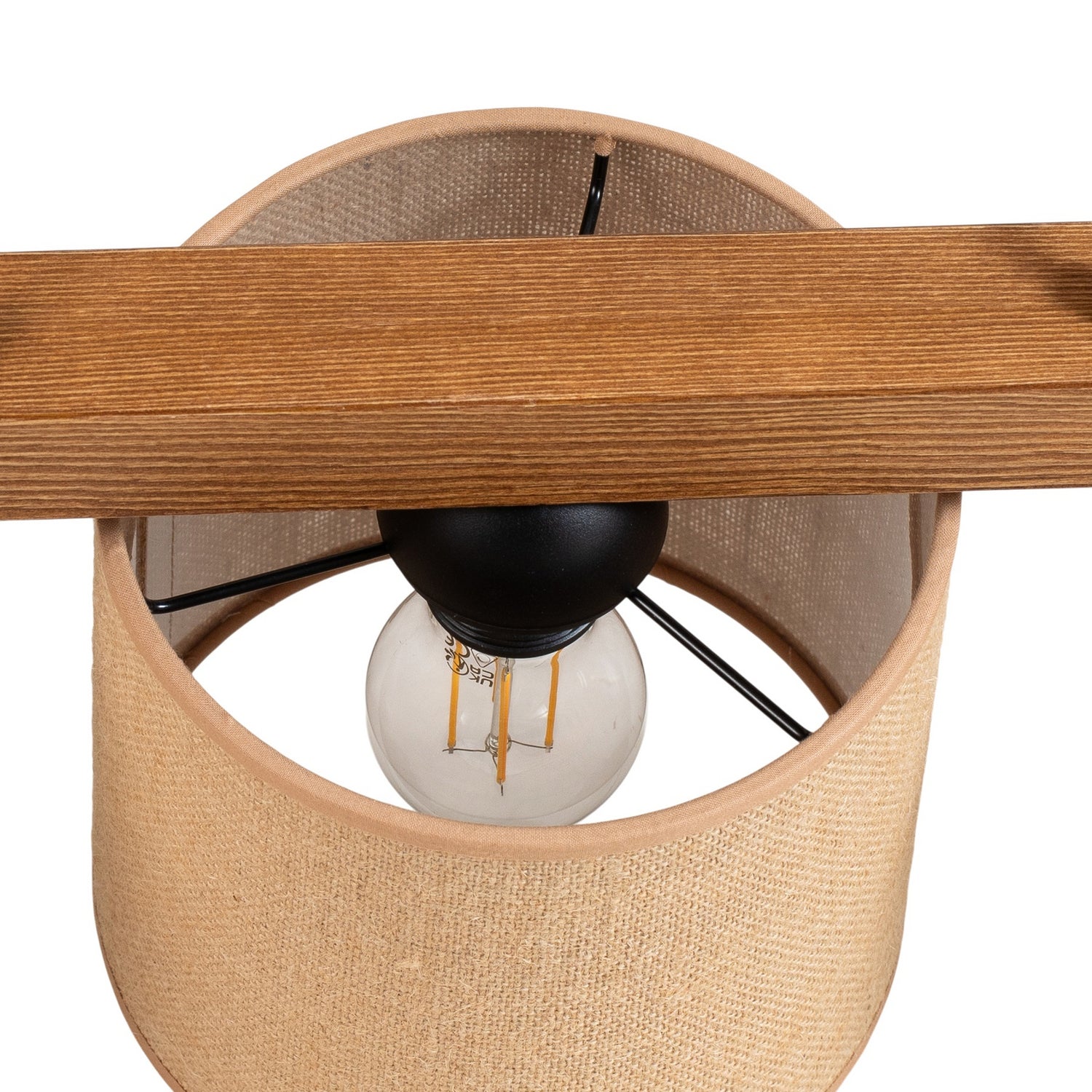 B-Ware Pendellampe Hängelampe Forest Holz Hellbraun Jute Natur 3 Flammig E27 Led Lampe - 5903240292301