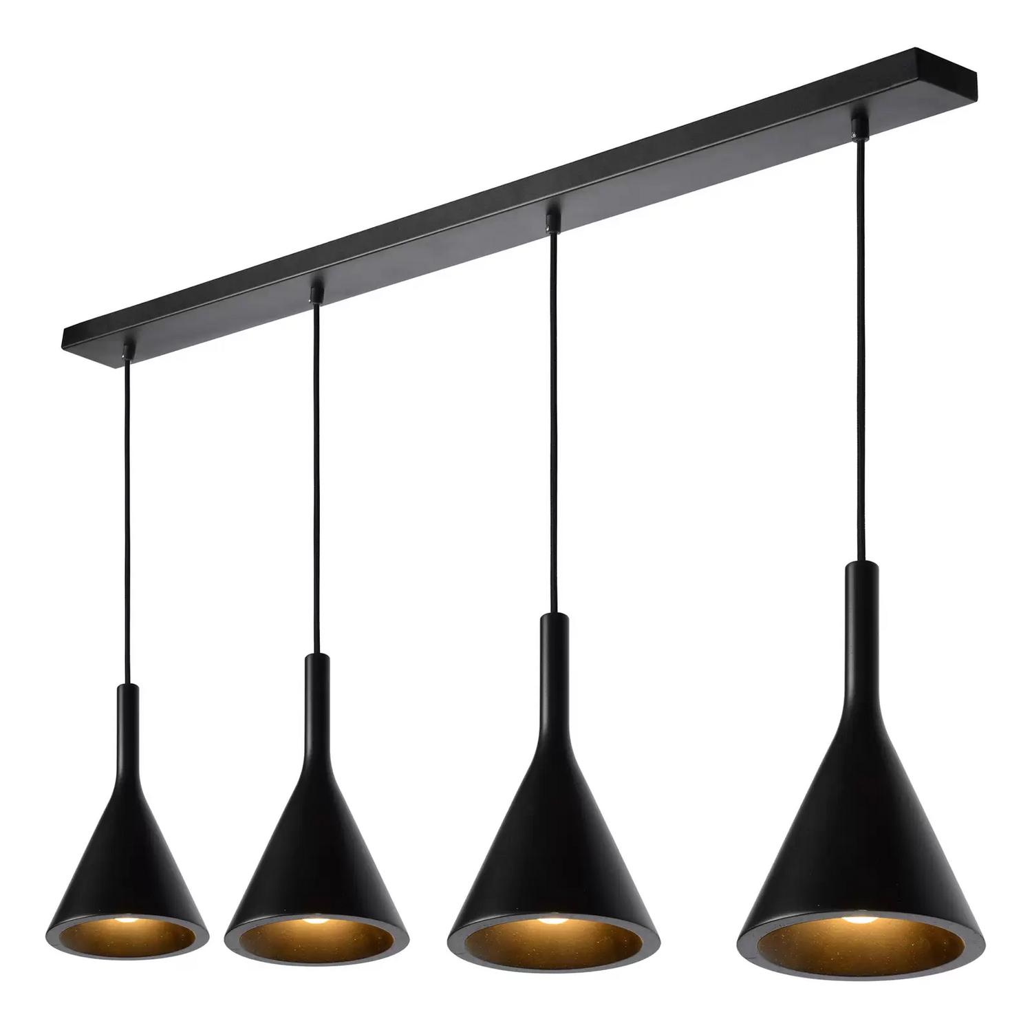 B-Ware Lucide Pendellampe Gipsy. Hängeleuchte Deckenlampe Schwarz Gips 120 Cm 4 Flammig - 5411212351616