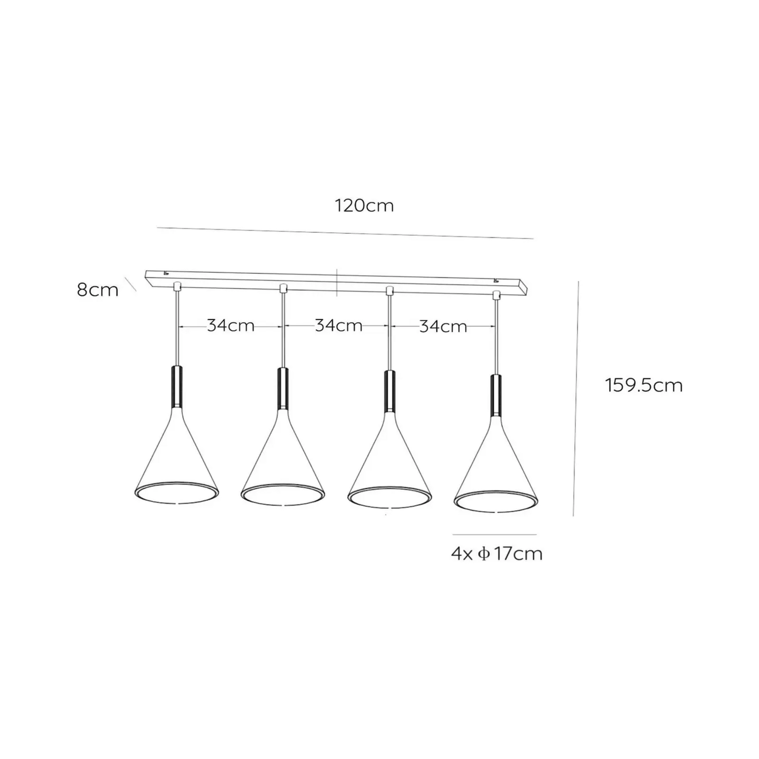 B-Ware Lucide Pendellampe Gipsy. Hängeleuchte Deckenlampe Schwarz Gips 120 Cm 4 Flammig - 5411212351616