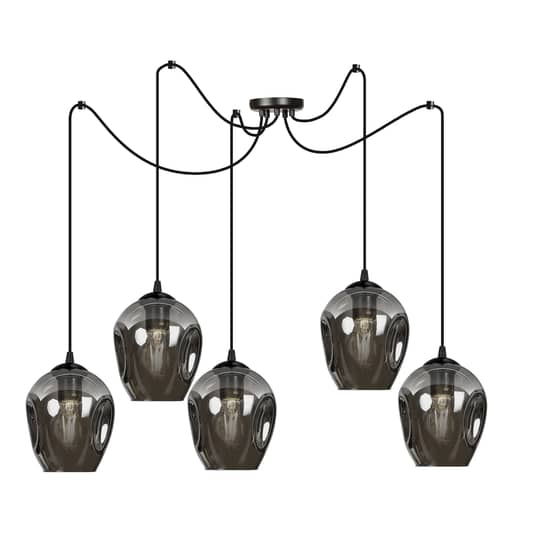 Euluna Pendellampe Starla Hängeleuchte Hängelampe Dezentral 5 Flg. Glas Grafit B-Ware - 5901738919280