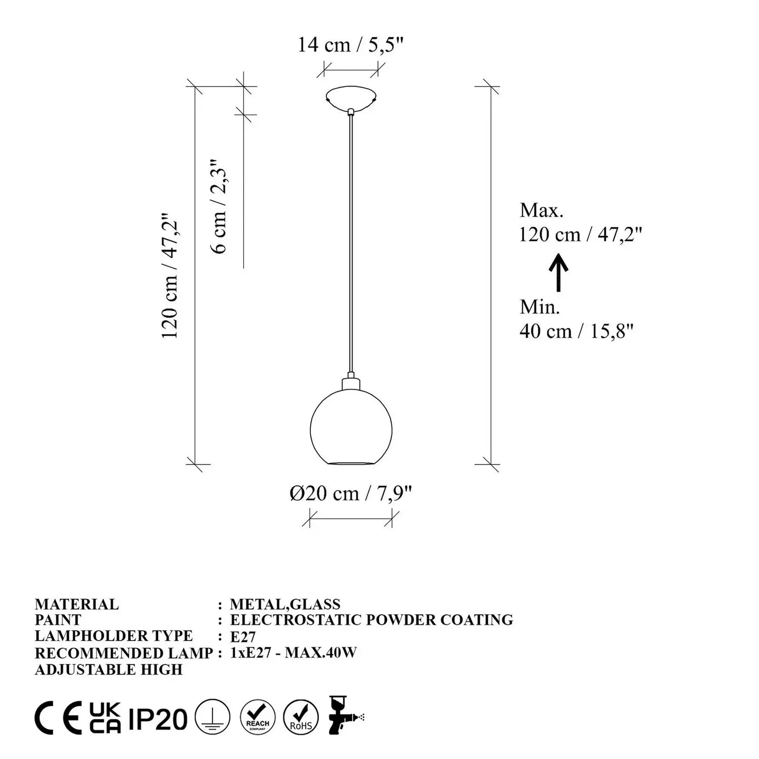 B-Ware Opviq Pendelleuchte Hängelampe Benek Glas Gelb Getönt Lampe Beleuchtung - 8684283472055