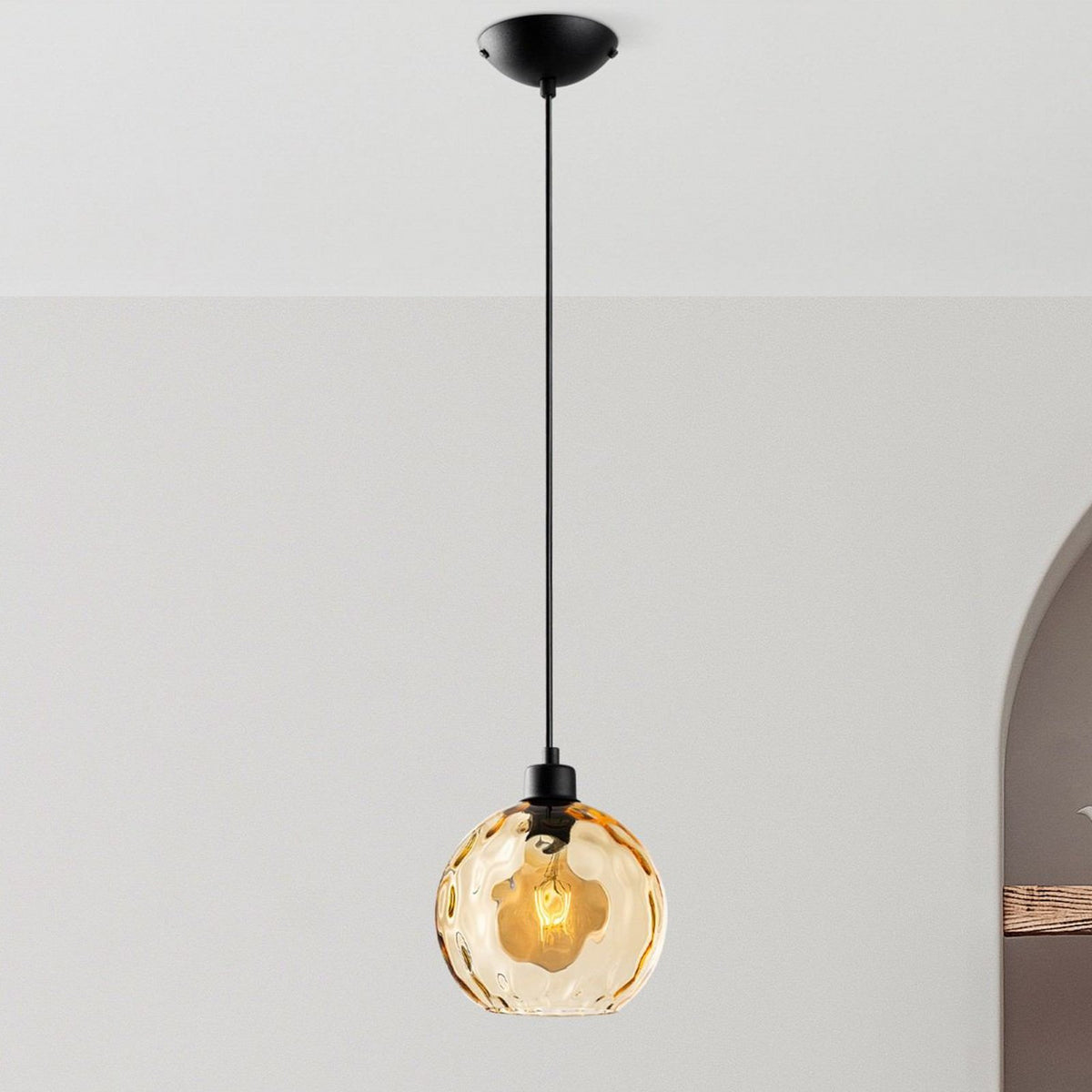 Opviq Pendelleuchte Hängelampe Benek Glas gelb getönt Lampe Beleuchtung - 8684283472055