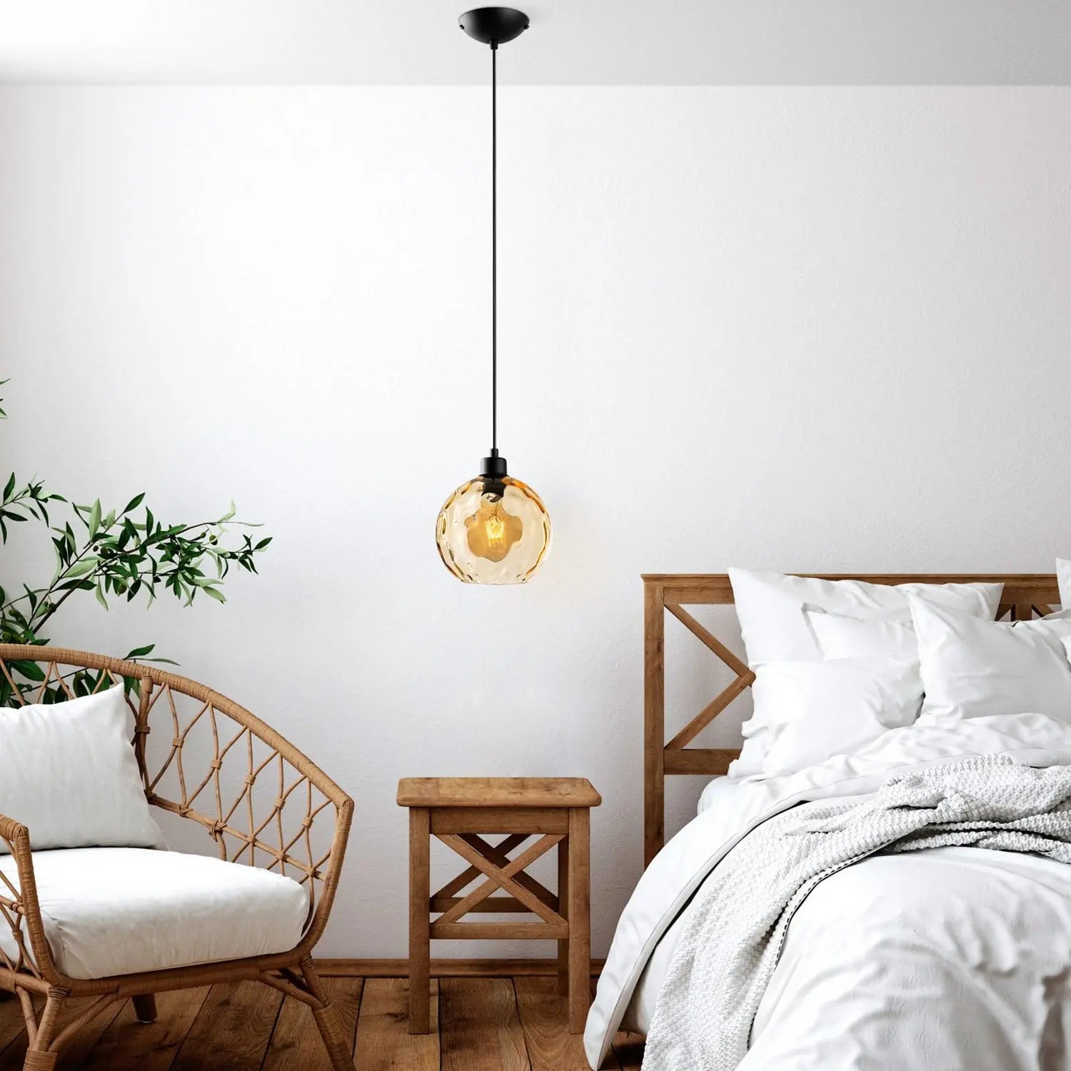 B-Ware Opviq Pendelleuchte Hängelampe Benek Glas Gelb Getönt Lampe Beleuchtung - 8684283472055