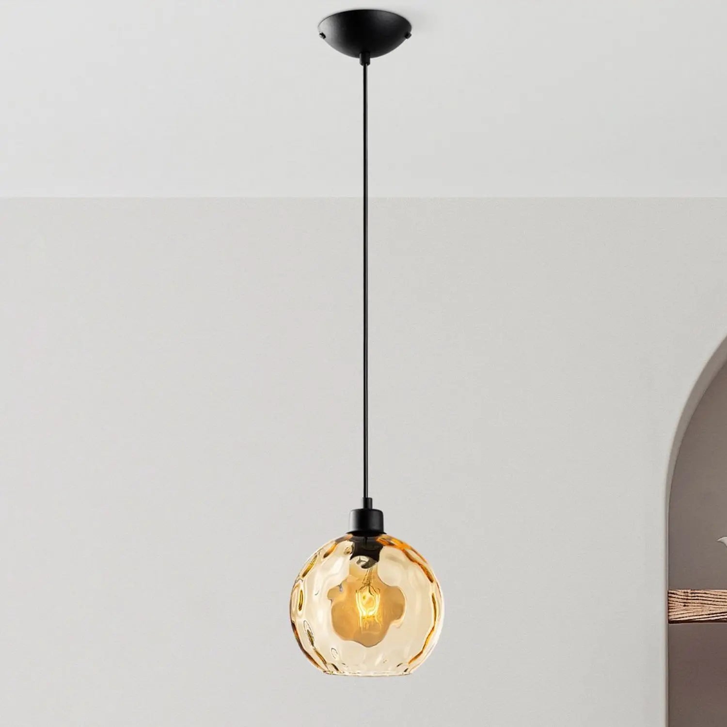 B-Ware Opviq Pendelleuchte Hängelampe Benek Glas Gelb Getönt Lampe Beleuchtung - 8684283472055