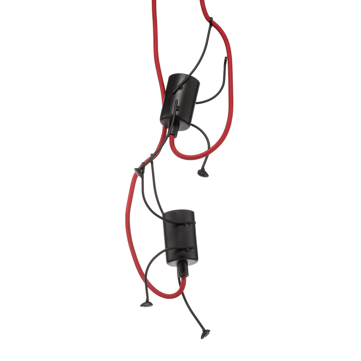 B-Ware Pendelleuchte Hängelampe Bobi 2 Stahl Schwarz Rot Kabel Wohnzimmer E27 2 Flg - 5901738918191