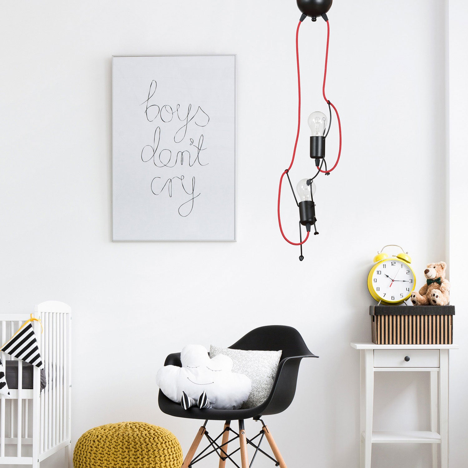 B-Ware Pendelleuchte Hängelampe Bobi 2 Stahl Schwarz Rot Kabel Wohnzimmer E27 2 Flg - 5901738918191