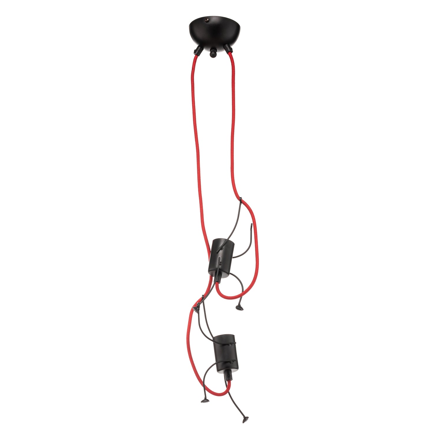 B-Ware Pendelleuchte Hängelampe Bobi 2 Stahl Schwarz Rot Kabel Wohnzimmer E27 2 Flg - 5901738918191