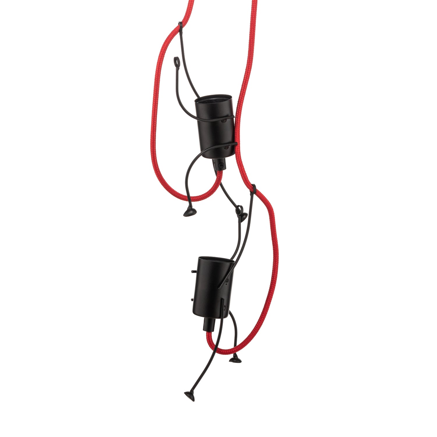 B-Ware Pendelleuchte Hängelampe Bobi 2 Stahl Schwarz Rot Kabel Wohnzimmer E27 2 Flg - 5901738918191