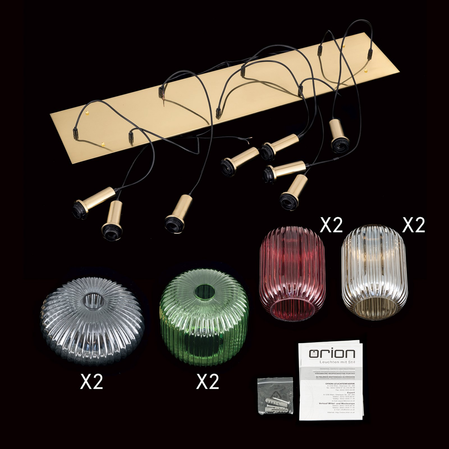 Orion Pendelleuchte Hängelampe Carneval Bunt Glas 8 Flg Länge Siehe Text/Foto B-Ware - 9003090277780