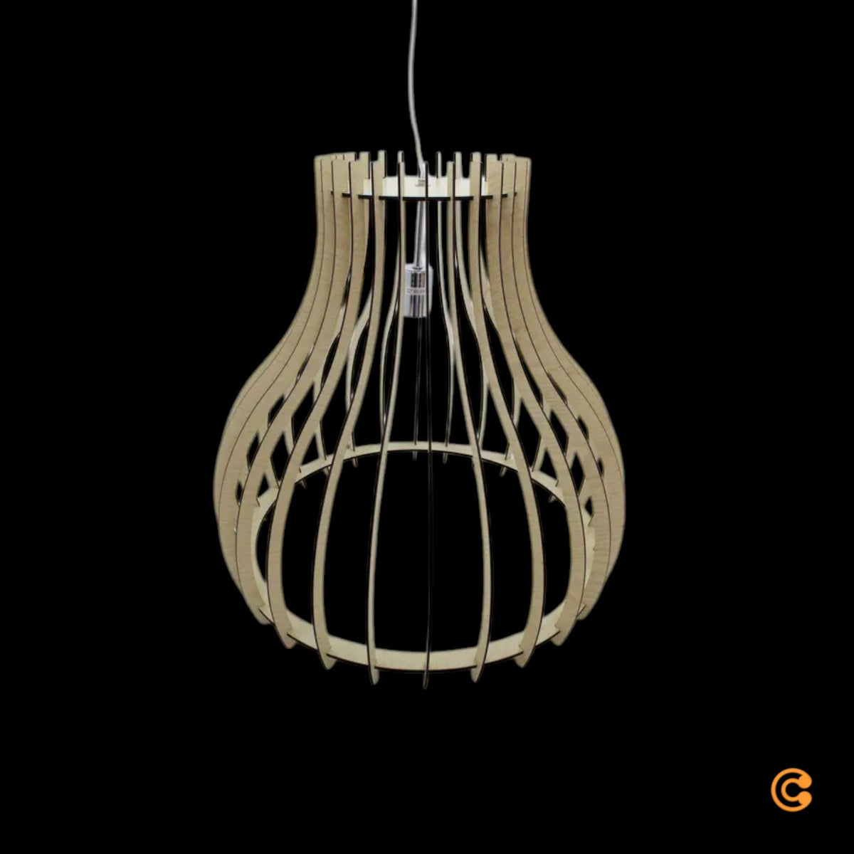 Pendelleuchte Hängeleuchte Holzlampe Ellys Holz Natur Lampenschirm Holzlamellen - 4251096552584