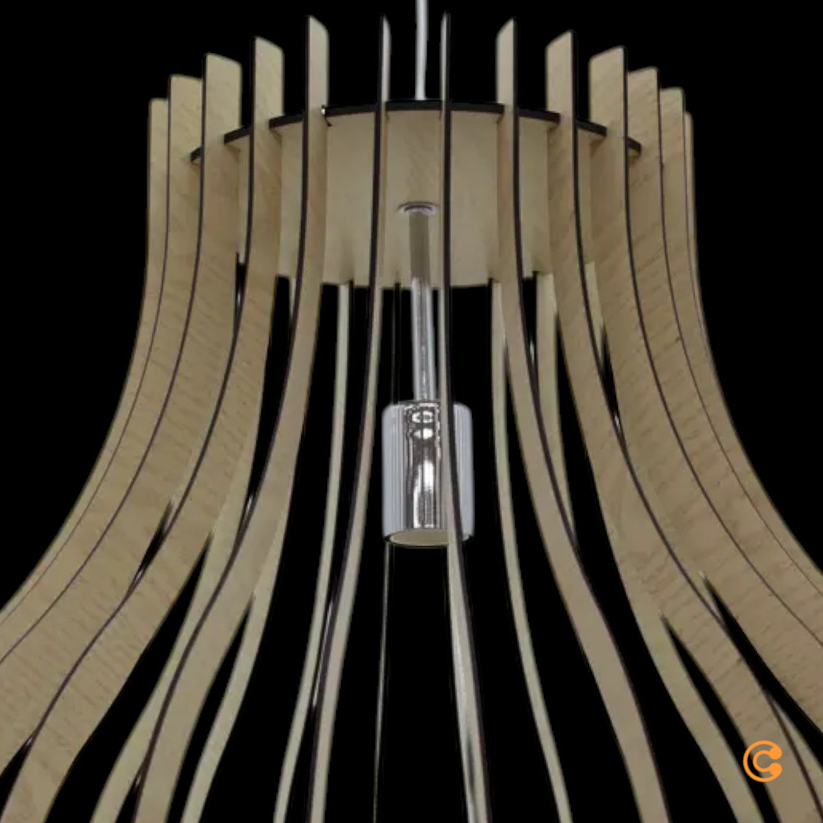 Pendelleuchte Hängeleuchte Holzlampe Ellys Holz Natur Lampenschirm Holzlamellen - 4251096552584