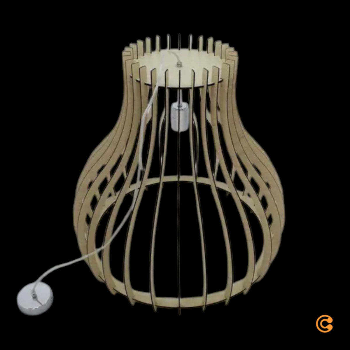 Pendelleuchte Hängeleuchte Holzlampe Ellys Holz Natur Lampenschirm Holzlamellen - 4251096552584