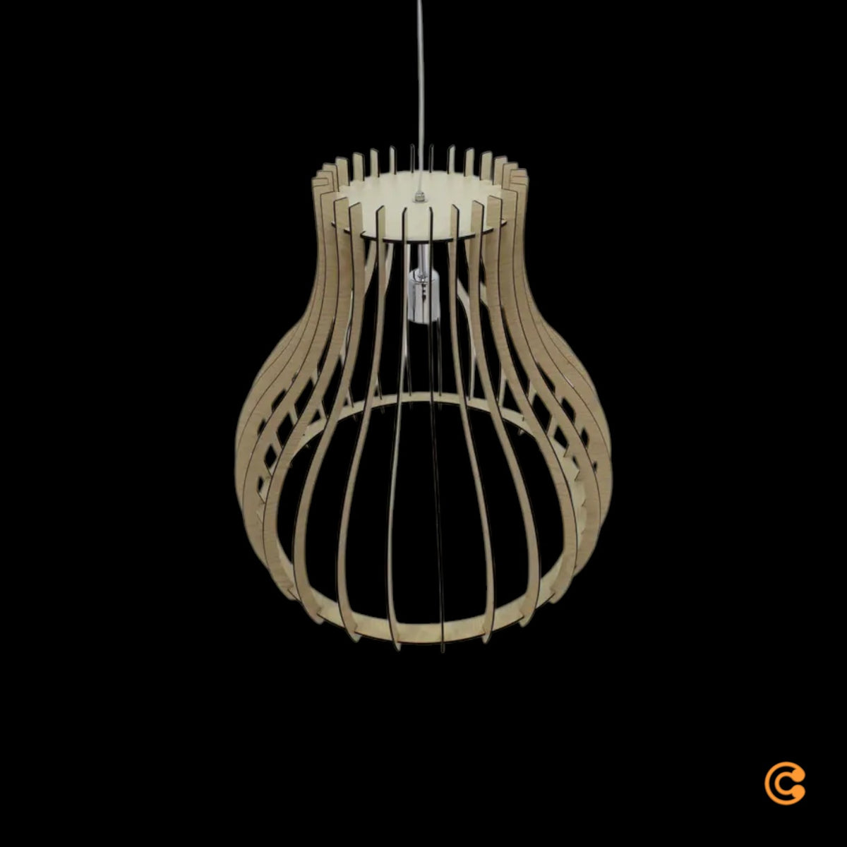Pendelleuchte Hängeleuchte Holzlampe Ellys Holz Natur Lampenschirm Holzlamellen - 4251096552584