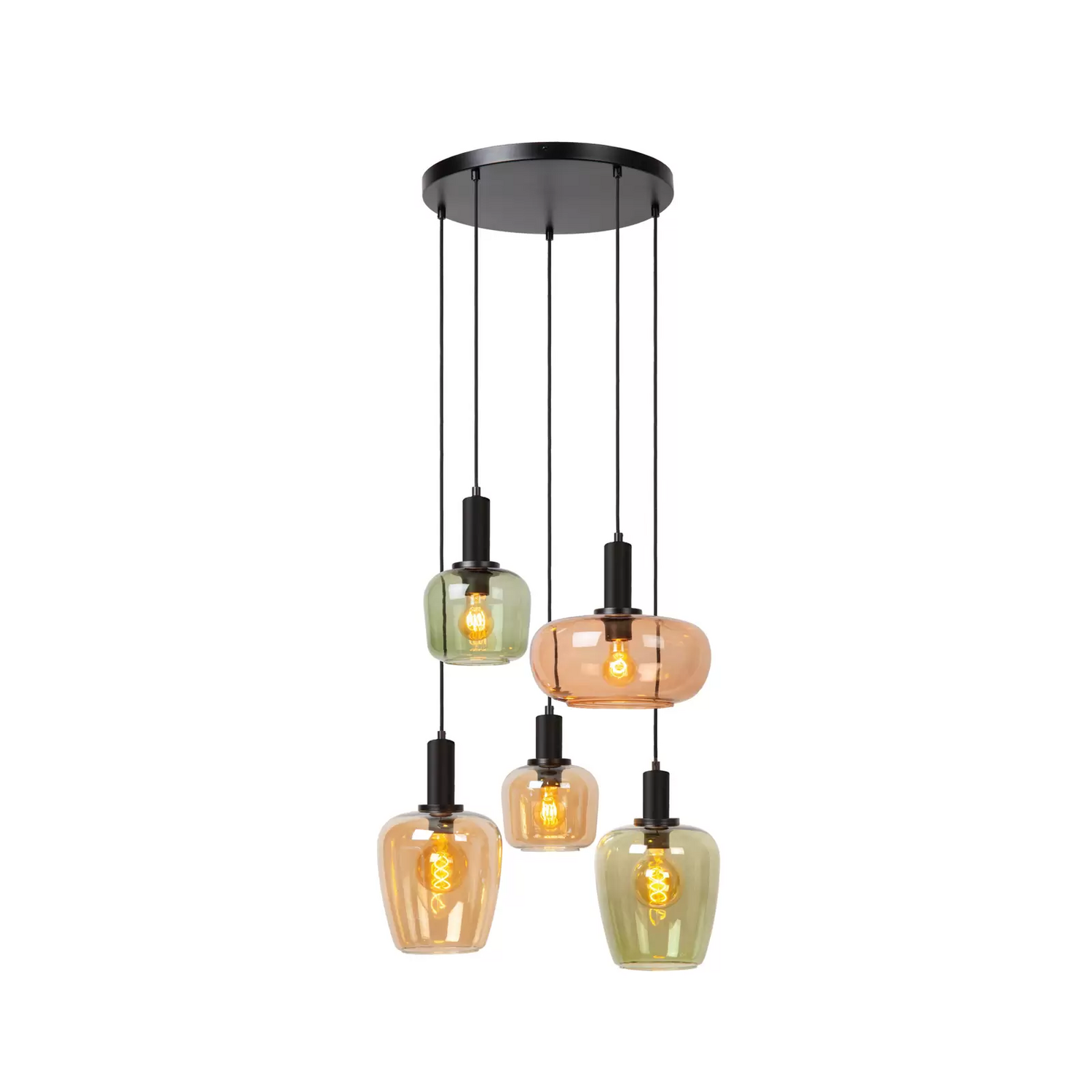 B-Ware Lucide Pendelleuchte Ilona Glas Multicolor ø 45 Cm 5 Flammig Deckenlampe La605