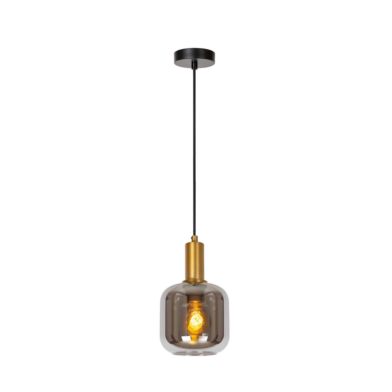 B-Ware Lucide Pendelleuchte Hängelampe Joanet Glas Rauchgrau 1flammig ø16cm