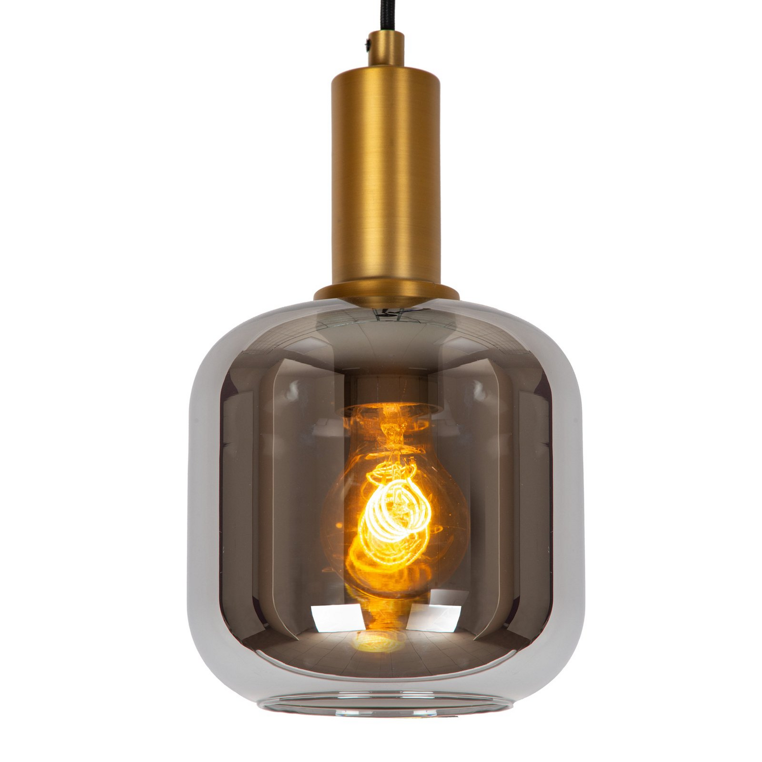 B-Ware Lucide Pendelleuchte Hängelampe Joanet Glas Rauchgrau 1flammig ø16cm