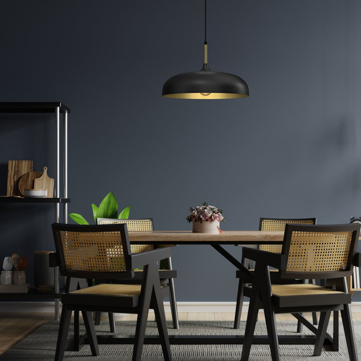 Euluna Pendelleuchte Pendellampe Lampe Leuchte Deckenlampe Lincoln, schwarz/gold - 5902693778981