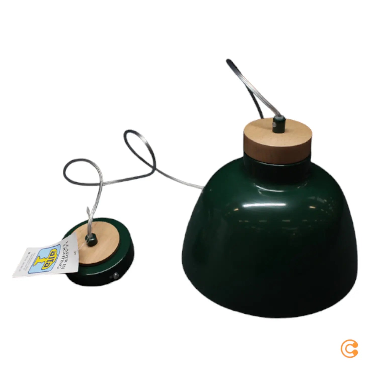 B-Ware Alfa Pendelleuchte Lorien Dunkelgrün ø 23 Cm Metall Holz Siehe Text/Foto - 1