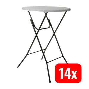 B-Ware Perel Stehtisch Campingmöbel Partytisch Gartentisch Weiß Bis 80 Kg 14 Stück