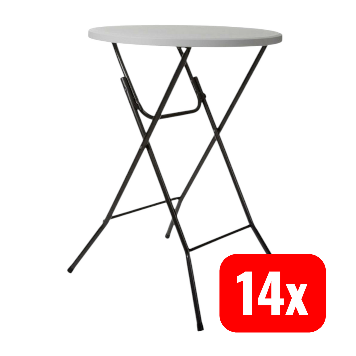 Perel Stehtisch Campingmöbel Partytisch Gartentisch Weiß bis 80 kg 14 STÜCK - 5410329704230