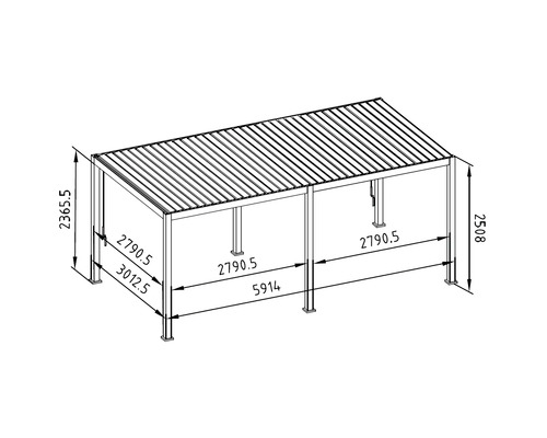 B-Ware Pergola 3x6 Lamellendach Terrassenüberdachung 11x11cm Pfosten Outdoorüberdachung - 4306516446476