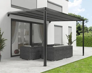 C-Ware Pergola Pergolamarkise Sonnenschutz Markise Stoff Anthrazit Motor Led Siehe Text
