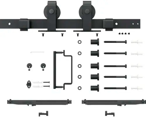 B-Ware Pertura Tür Schiebetür Set Komplettset Neta Glasschiebetür Schwarz Industrial830 - 4306517972547