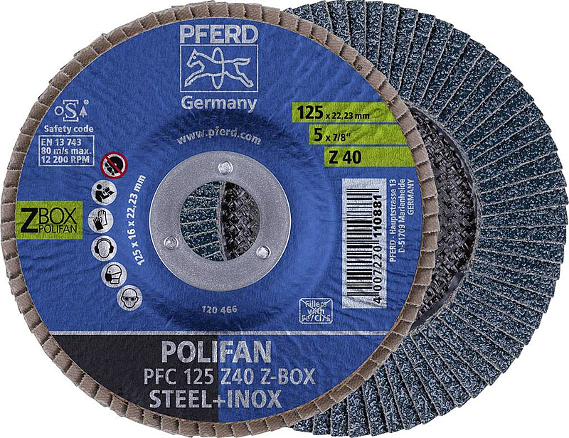 B-Ware Pferd 69300934 Polifan Fächerschleifscheiben Set 125 Z 40 Z Box 10 St.