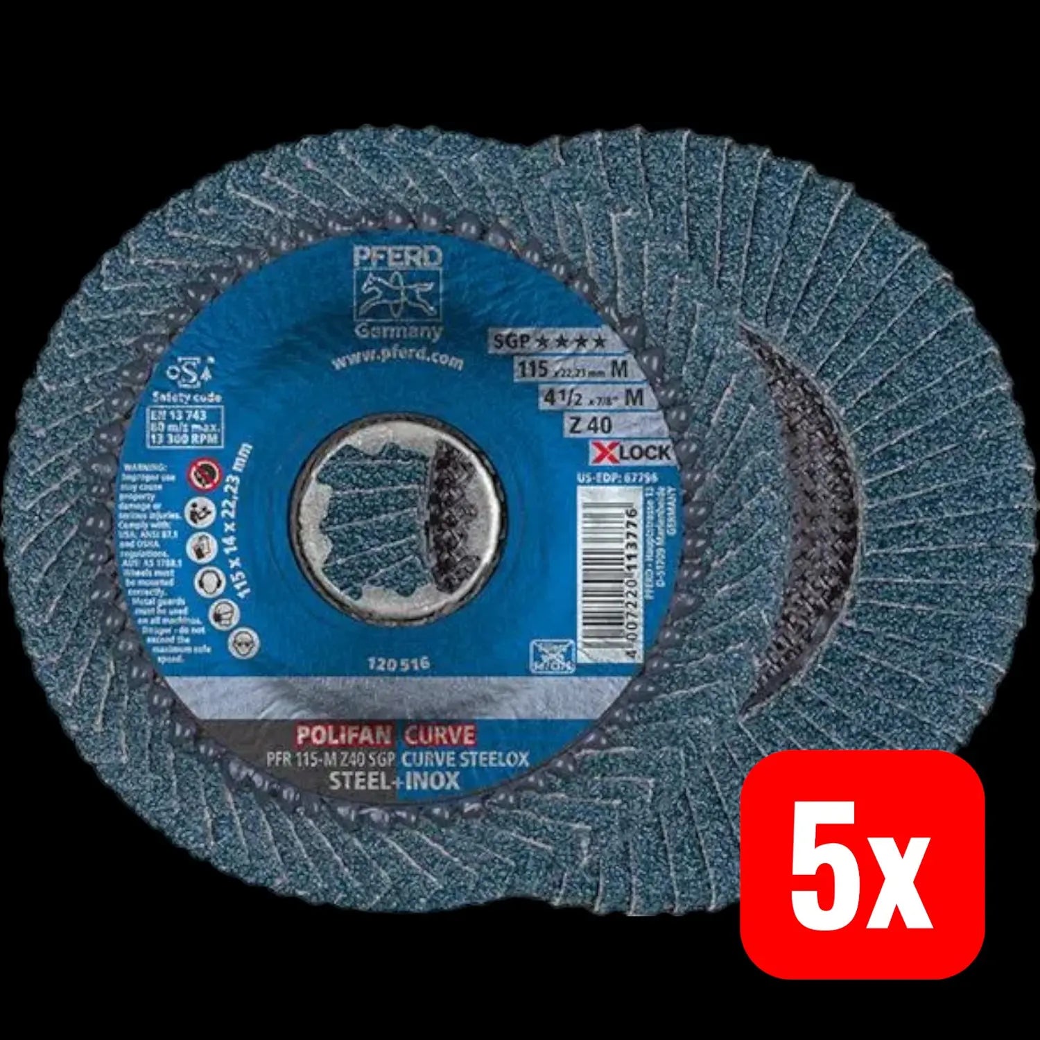 B-Ware Pferd Fächerschleifscheibe Schleifscheibe Polifan Zirkonkorund X Lock 5 Stück - 4007220263914