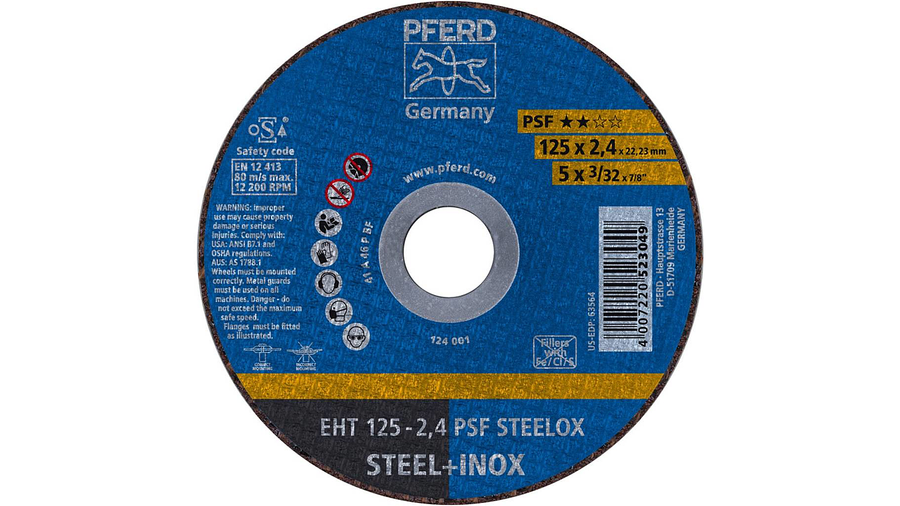 Pferd Psf Steelox 61721122 Trennscheibe Gerade 125mm 22.23mm 25 St. B-Ware - 4007220523049