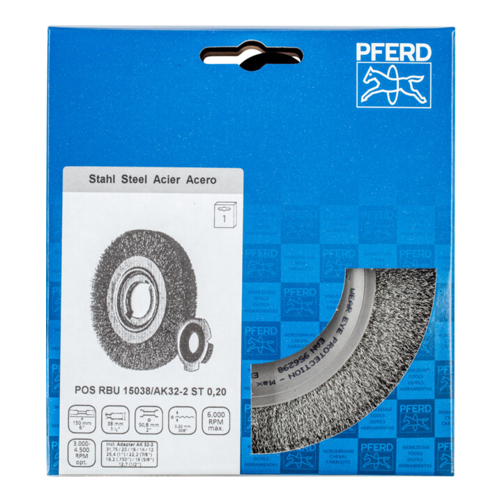 B-Ware Pferd Rundbürste Bürste Drahtbürste ø150x38xvar Stahl Draht ø0,20 Ungezopft - 4007220956298