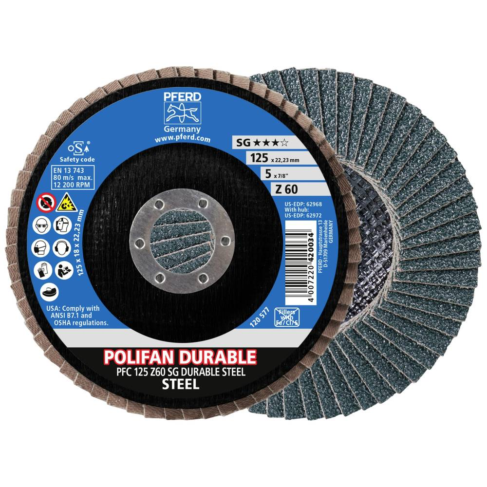 Pferd Tools Fächerschleifscheibe Durchmesser 125 Mm Bohrungs ø 22.23 Mm Stahl B-Ware - 4007220420041