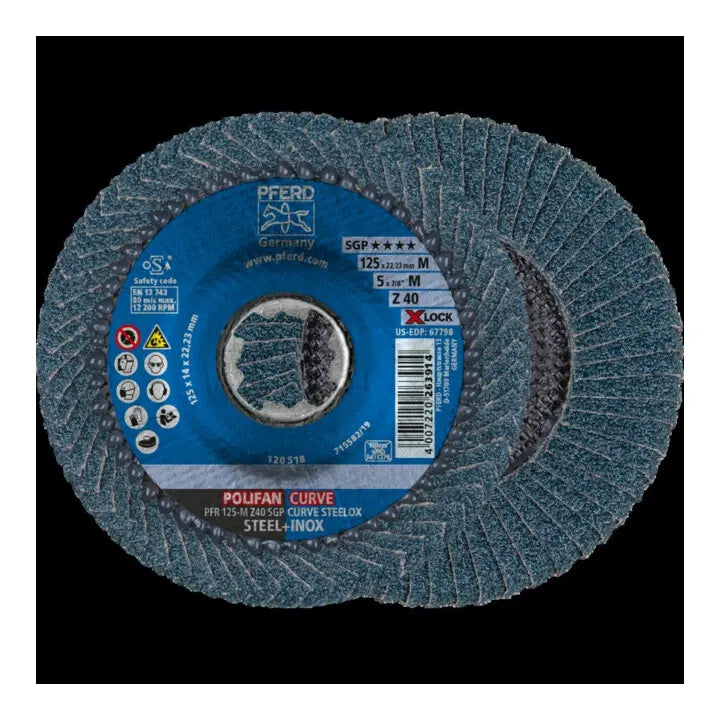 B-Ware Pferd Fächerschleifscheibe Schleifblatt Xlock Stahl 125mm K40 Mittel 10 Stück - 4007220113790