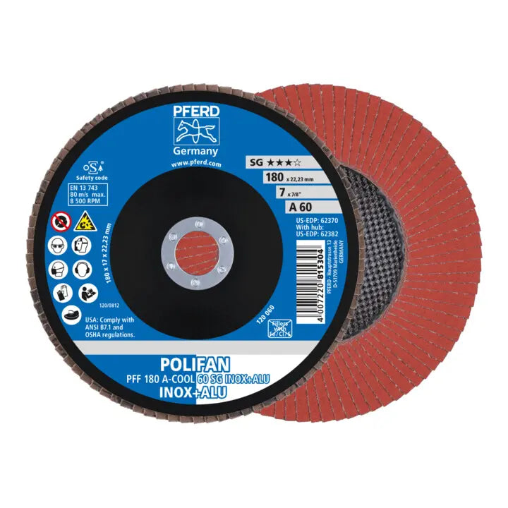 B-Ware Pferd Tools Fächerscheibe Schleifscheibe Polifan Pff Inox Alu Sg 180 Mm 10 Stück - 4007220232989