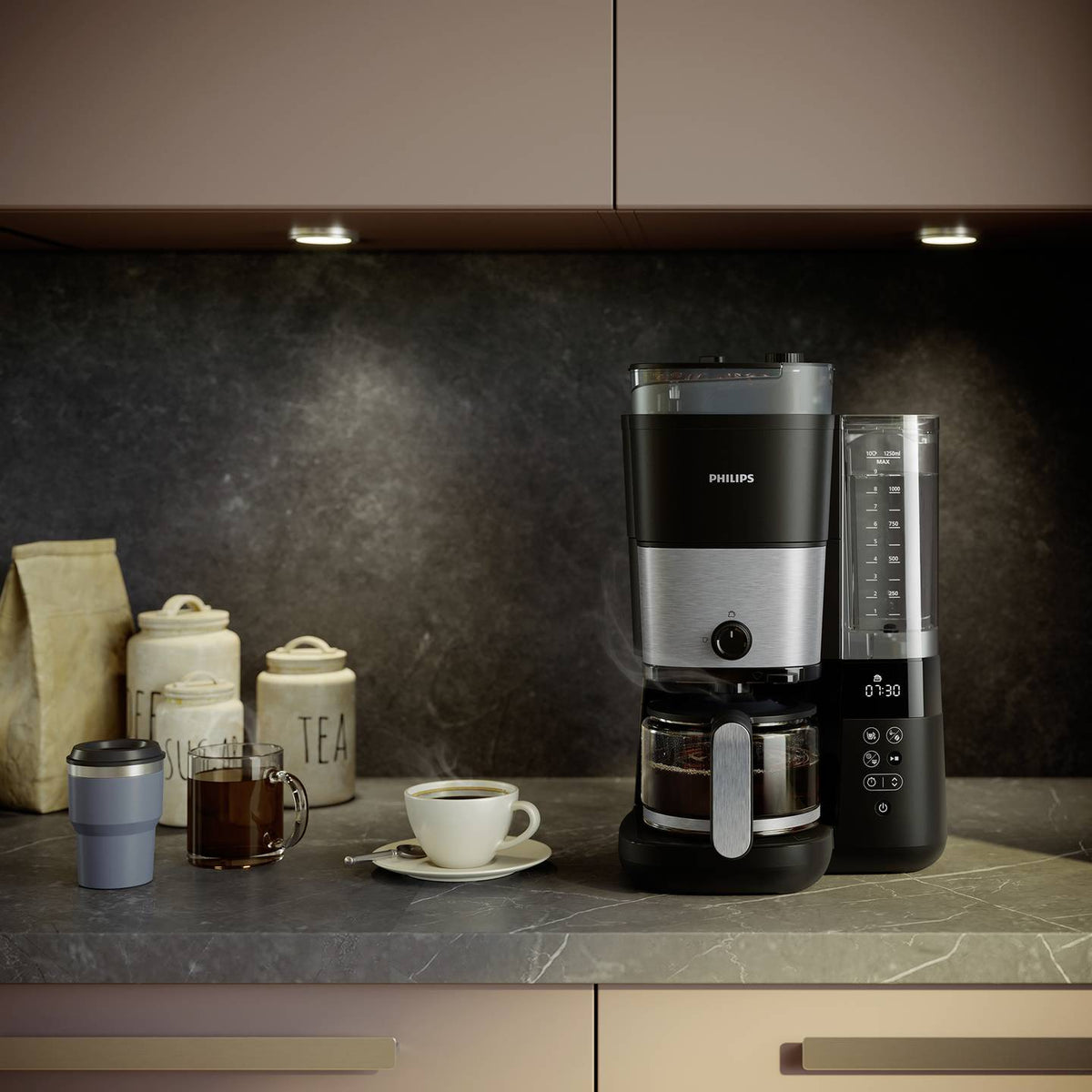 Philips HD7900/01 Kaffeemaschine Schwarz Silber Glaskanne Kaffee Mahlwerk - 8720389023422