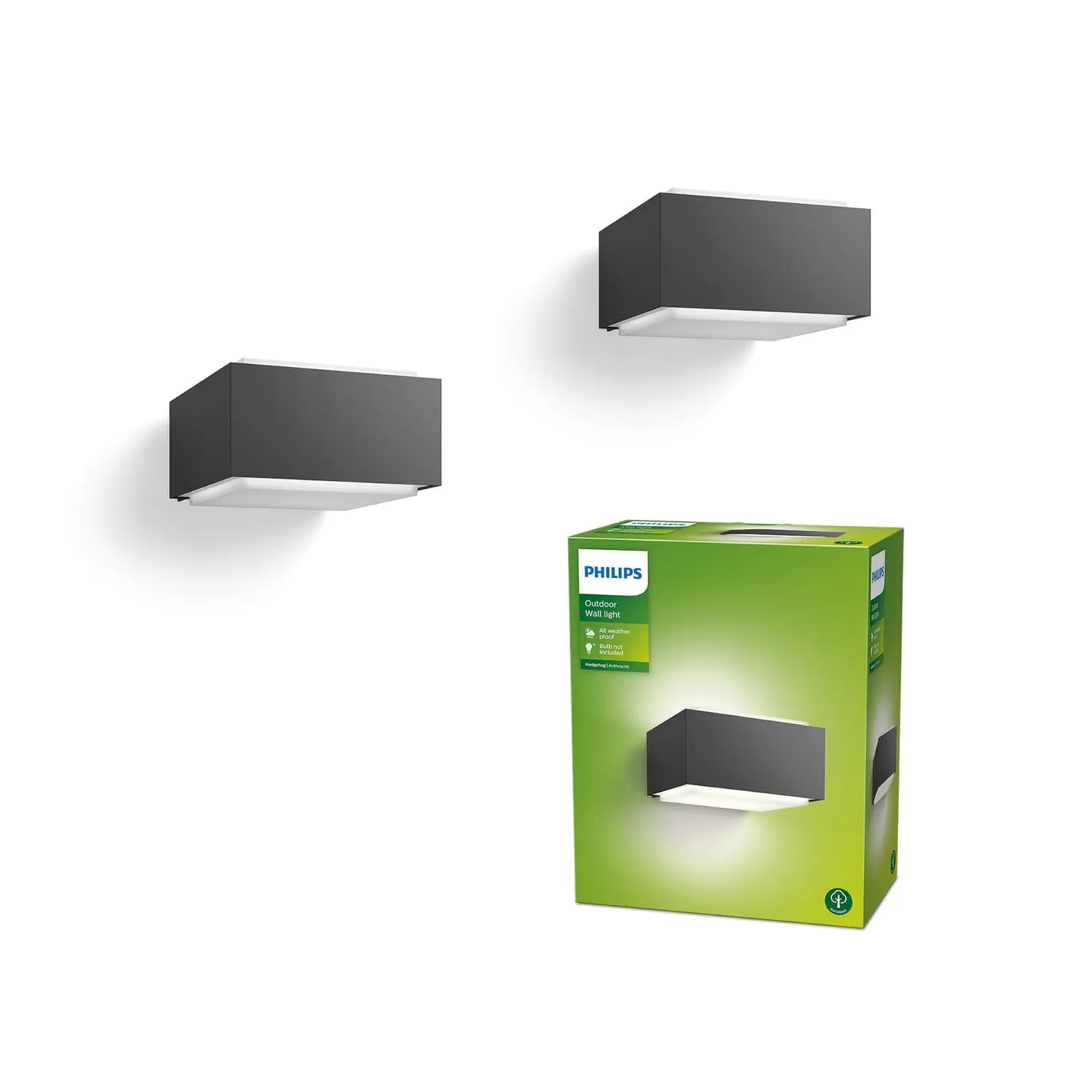 B-Ware Philips Außenwandleuchte Wandlampe Hedgehog E27 Led Aluminium Anthrazit 2er Pack - 8721103038098