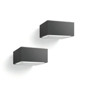 B-Ware Philips Außenwandleuchte Wandlampe Hedgehog E27 Led Aluminium Anthrazit 2er Pack
