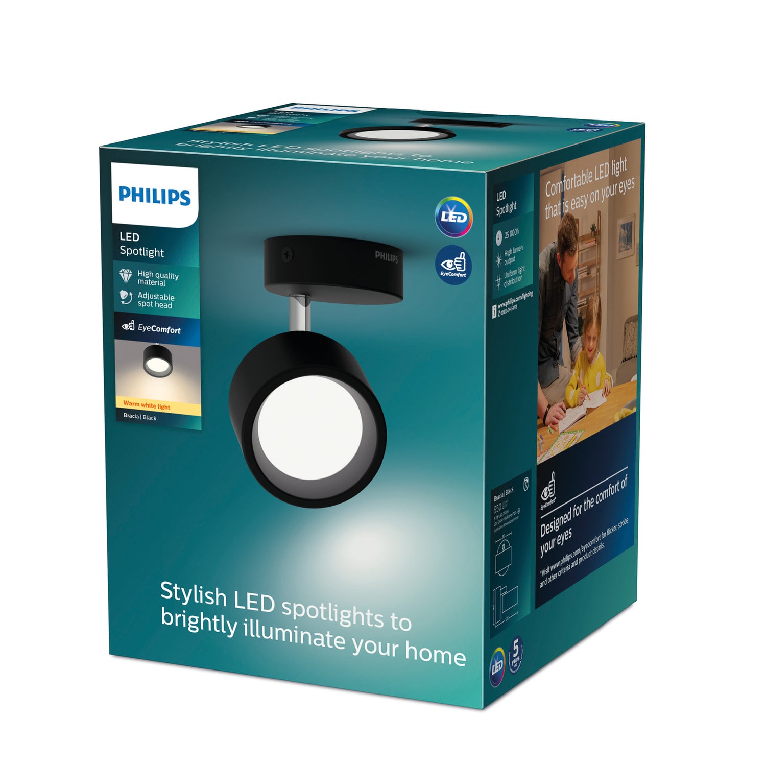 B-Ware Philips Deckenspot Strahler Bracia Led Leuchte Wandleuchte Schwarz Alu 2 Stück - 8720169174825