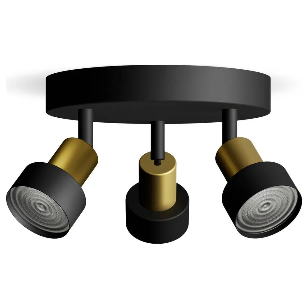 B-Ware Philips Deckenstrahler Spot Conduit Gu10 Rund Schwarz Gold 3er Leuchte Metall - 8720169299955