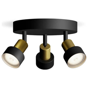 B-Ware Philips Deckenstrahler Spot Conduit Gu10 Rund Schwarz Gold 3er Leuchte Metall