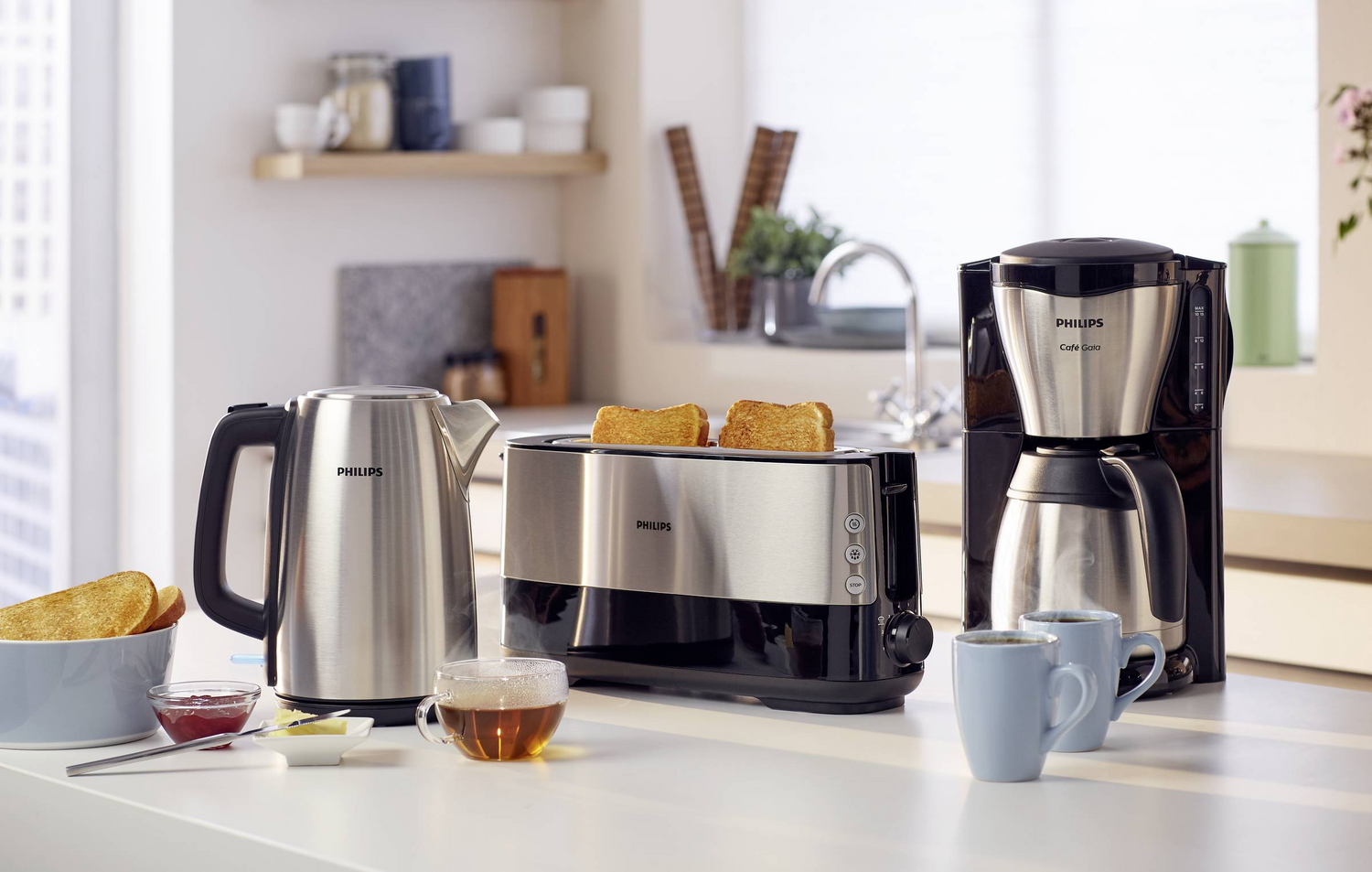 B-Ware Philips Café Gaia Kaffeemaschine Schwarz Edelstahl Fassungsvermögen Tassen=15 - 8710103879978