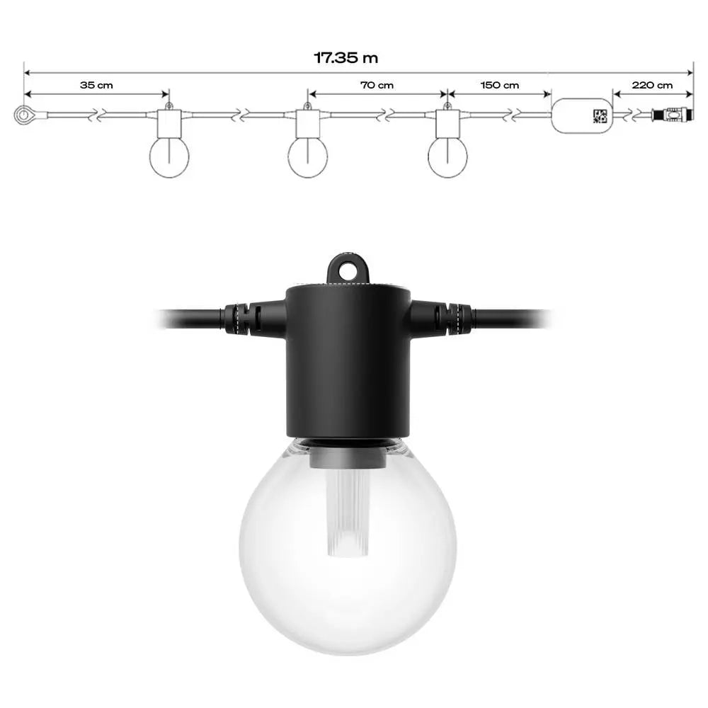 B-Ware Philips Hue Lichterkette Festavia Globe Outdoor Led Kugel Schwarz 14m Zig Bee