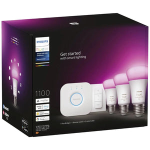 B-Ware Philips Hue Led 3er E27 Lampe Starterset Weiß Color Bridge Dimmschalter Set