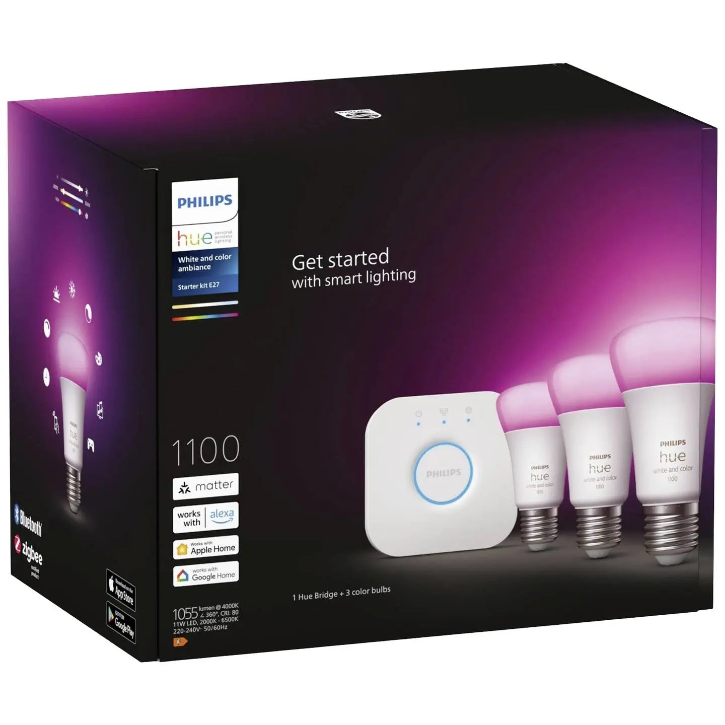B-Ware Philips Hue Beleuchtungskit 3 Led Lampen E27 A60 Rgbw Starterset Weiß Smart Home - 8719514291515