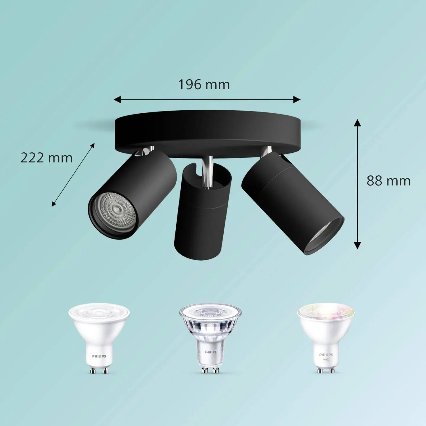 B-Ware Philips Deckenstrahler Deckenspot Gu10 Schwarz Metall 3 Flammig Idris Ip44 Spot - 8720169299054