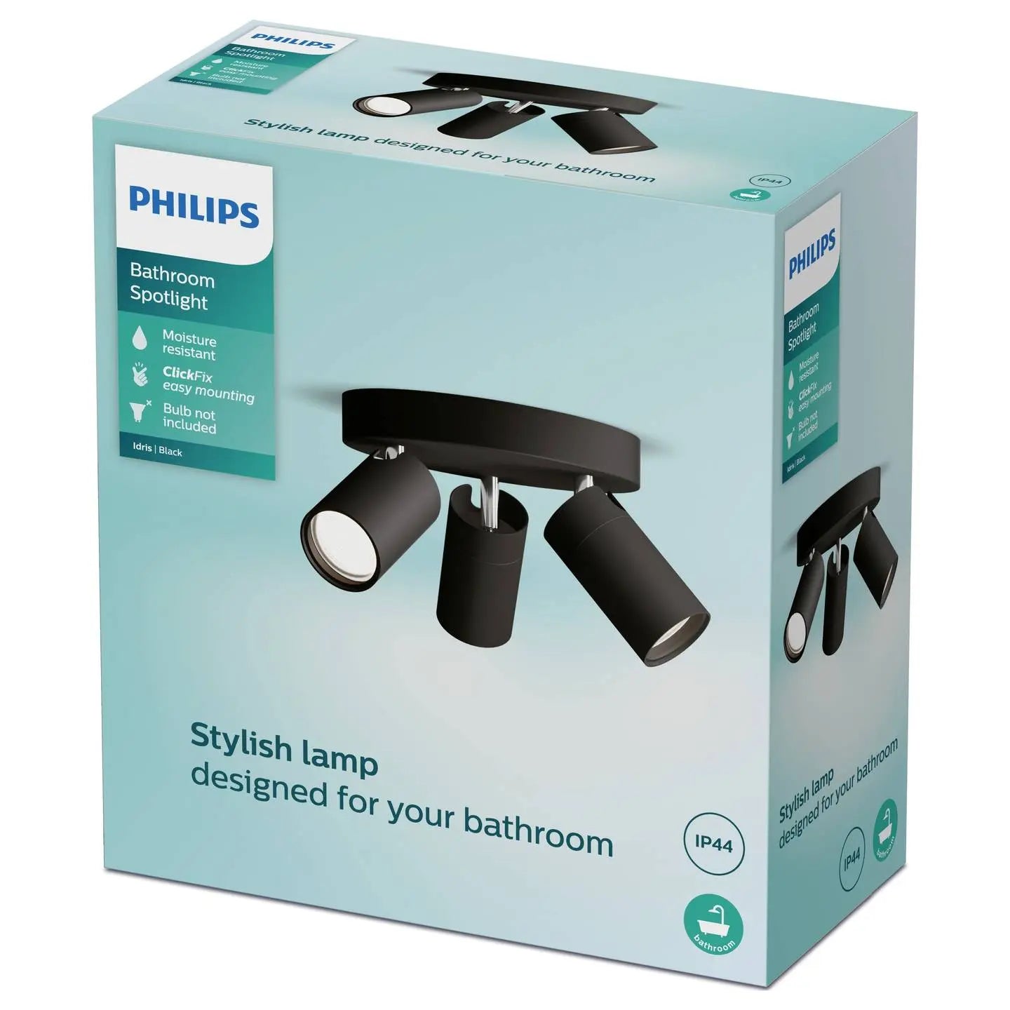B-Ware Philips Deckenstrahler Deckenspot Gu10 Schwarz Metall 3 Flammig Idris Ip44 Spot - 8720169299054
